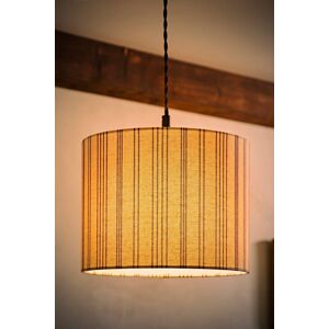 ValueLights Hallie Natural Linen Stripe Detail Drum Ceiling Pendant Lamp Shade with LED Bulb Size: Large Natural Large ValueLights Hallie Natural Linen Stripe Detail Drum Ceiling Pendant Lamp Shade with LED Bulb Size: Large Natural Large