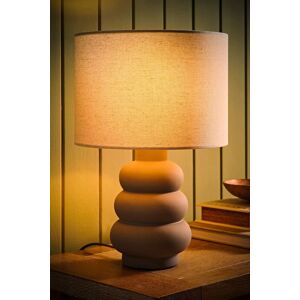 ValueLights Rochella Natural Linen Drum Shade Grey Bubble Stack Ceramic Table Lamp & Bulb in Off-White Off-White ValueLights Rochella Natural Linen Drum Shade Grey Bubble Stack Ceramic Table Lamp & Bulb in Off-White Off-White