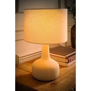 ValueLights Hayley Natural Linen Drum Shade Squat Base Ceramic Stonewear Table Lamp & Bulb in Beige Beige ValueLights Hayley Natural Linen Drum Shade Squat Base Ceramic Stonewear Table Lamp & Bulb in Beige Beige