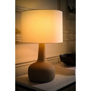 ValueLights Hayley Natural Linen Drum Shade Squat Base Ceramic Stonewear Table Lamp & Bulb in Grey Grey ValueLights Hayley Natural Linen Drum Shade Squat Base Ceramic Stonewear Table Lamp & Bulb in Grey Grey