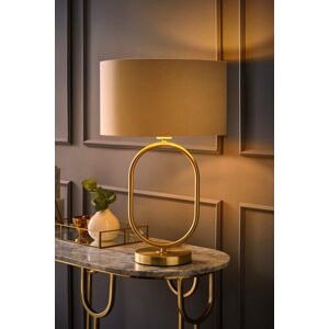 ValueLights Antonia Fabric with Gold Drum Shade Brushed Gold Oval Table Lamp with LED Bulb in Beige Beige ValueLights Antonia Fabric with Gold Drum Shade Brushed Gold Oval Table Lamp with LED Bulb in Beige Beige