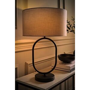 ValueLights Antonia Fabric Drum Lamp Shade Matte Black Oval Table Lamp with Bulb in Grey Grey ValueLights Antonia Fabric Drum Lamp Shade Matte Black Oval Table Lamp with Bulb in Grey Grey
