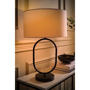 ValueLights Antonia Fabric Drum Lamp Shade Matte Black Oval Table Lamp with Bulb in White White ValueLights Antonia Fabric Drum Lamp Shade Matte Black Oval Table Lamp with Bulb in White White