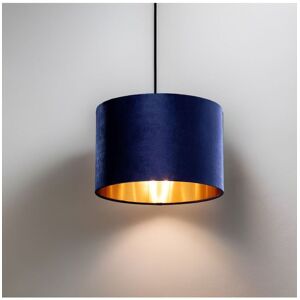 CGC Lighting 'Nila' Luxury Navy Blue Velvet & Gold Inner Round Pendant Drum Ceiling Lamp Shade Navy CGC Lighting 'Nila' Luxury Navy Blue Velvet & Gold Inner Round Pendant Drum Ceiling Lamp Shade Navy