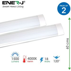 ENER-J Women's 18W Prismatic LED Tube Batten complete fitting 0.6m, 1440 lumens, 4000K (pack of 2 units) Size: 35 cm diameter x 21 cm high Light Beige 35 cm diameter x 21 cm high ENER-J Women's 18W Prismatic LED Tube Batten complete fitting 0.6m, 1440 lumens, 4000K (pack of 2 units) Size: 35 cm diameter x 21 cm high Light Beige 35 cm diameter x 21 cm high