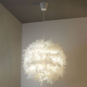 CGC Lighting 'Rio' White Feather Ceiling Lampshade Easy Fit Shade White CGC Lighting 'Rio' White Feather Ceiling Lampshade Easy Fit Shade White