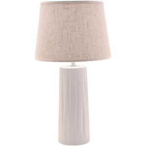 Hestia White Ceramic Table Lamp With Beige Linen Shade White Hestia White Ceramic Table Lamp With Beige Linen Shade White