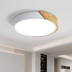 COMELY LED Ceiling Light Wood Round 24W, Modern Ceiling Lamp Ø30, 6000K in White White COMELY LED Ceiling Light Wood Round 24W, Modern Ceiling Lamp Ø30, 6000K in White White