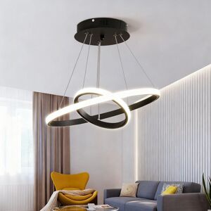 COMELY Modern Ring LED Pendant Light, Adjustable, Two Circles, 6500K in Black Black COMELY Modern Ring LED Pendant Light, Adjustable, Two Circles, 6500K in Black Black
