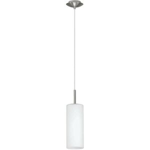 Eglo Troy 3 Satin Nickel Glass & 1 Light Ceiling Pendant in White White Eglo Troy 3 Satin Nickel Glass & 1 Light Ceiling Pendant in White White
