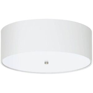 Eglo Pasteri Fabric 3-Light Ceiling Flush Light in White White Eglo Pasteri Fabric 3-Light Ceiling Flush Light in White White