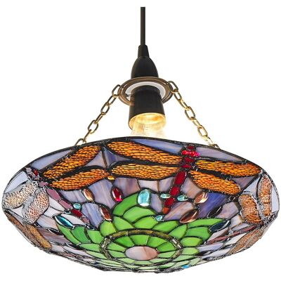 Happy Homewares Traditional Multi-Coloured Dragonfly Tiffany Glass Pendant Shade Multicolor Happy Homewares Traditional Multi-Coloured Dragonfly Tiffany Glass Pendant Shade Multicolor
