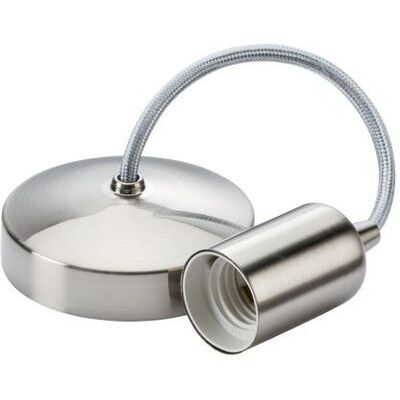 Knightsbridge - 6 E27 Pendant Set - Brushed Chrome - Pendant Light Set Knightsbridge - 6 E27 Pendant Set - Brushed Chrome - Pendant Light Set