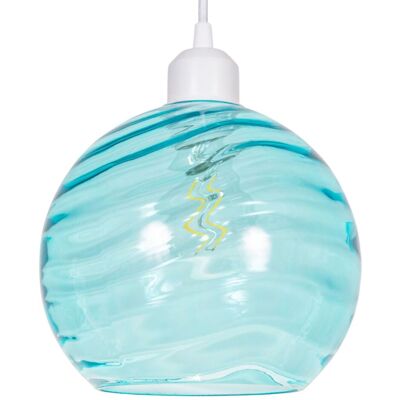 Happy Homewares - Teal Ribbed Glass - Non Electric - Shade - Pendant Lamp Shade Happy Homewares - Teal Ribbed Glass - Non Electric - Shade - Pendant Lamp Shade
