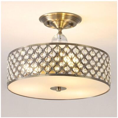 Harper Living - Drum Crystal - Decorative Crystals - Antique Brass - Ceiling Light Harper Living - Drum Crystal - Decorative Crystals - Antique Brass - Ceiling Light