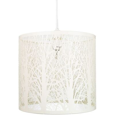 Happy Homewares Unique & Beautiful Metal Forest Design Ceiling Pendant Shade in Cream Cream Happy Homewares Unique & Beautiful Metal Forest Design Ceiling Pendant Shade in Cream Cream