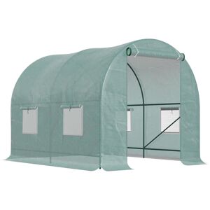 Outsunny Polytunnel Greenhouse Outdoor Grow House Roll Up Door Windows