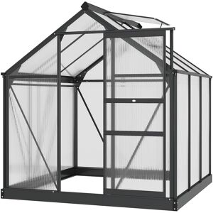 Outsunny 6x6ft Walk-In Polycarbonate Greenhouse Plant Grow Galvanized