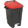 Loops 100 Litre Capacity Wheelie Bin with Foot Pedal - Two 200mm Wheels - Red