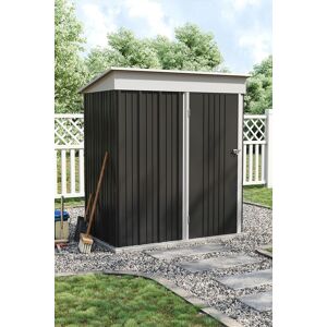 H&O Direct 3X5 ft Metal Outdoor Tool Storage Shed with Shelves in Black Black H&O Direct 3X5 ft Metal Outdoor Tool Storage Shed with Shelves in Black Black