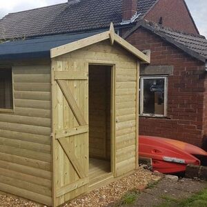 Churnet Valley Garden Furniture Ltd 8 x 6 Feet Apex Shed - Pressure Treated Timber - L182 x W244 x H240 cm in Brown Brown Churnet Valley Garden Furniture Ltd 8 x 6 Feet Apex Shed - Pressure Treated Timber - L182 x W244 x H240 cm in Brown Brown