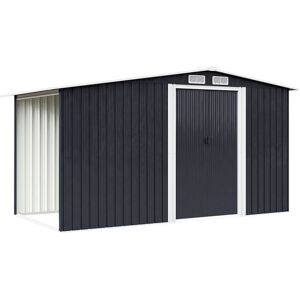 The hot sale 10.8x6.8ft Metal Garden Shed with Log Storage Galvanized Steel & 4 Vents Heavy-Duty Tool Shed in Black Black The hot sale 10.8x6.8ft Metal Garden Shed with Log Storage Galvanized Steel & 4 Vents Heavy-Duty Tool Shed in Black Black