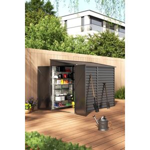 Living and Home 8.8 x 4.7 ft Pent Metal Garden Storage Shed Lean to Shed Motorcycle Shed with Lockable Door, Grey Grey Living and Home 8.8 x 4.7 ft Pent Metal Garden Storage Shed Lean to Shed Motorcycle Shed with Lockable Door, Grey Grey