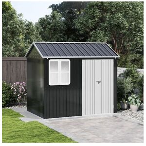 Living and Home 8.3 x 5.4ft Metal Apex Roof Garden Tool Shed Outdoor Storage House in Charcoal Charcoal Living and Home 8.3 x 5.4ft Metal Apex Roof Garden Tool Shed Outdoor Storage House in Charcoal Charcoal