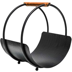 Ivyline Leather Handle Round Log Holder H43cm W30.5cm in Brown Brown Ivyline Leather Handle Round Log Holder H43cm W30.5cm in Brown Brown