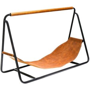 Ivyline Contemporary Black with Hanging Leather Log Holder Black Ivyline Contemporary Black with Hanging Leather Log Holder Black