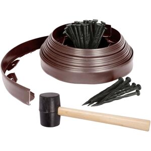 Harbour Housewares 10m Flexible Plastic Lawn Edging Kit with 40 Pegs & Mallet in Brown Brown Harbour Housewares 10m Flexible Plastic Lawn Edging Kit with 40 Pegs & Mallet in Brown Brown