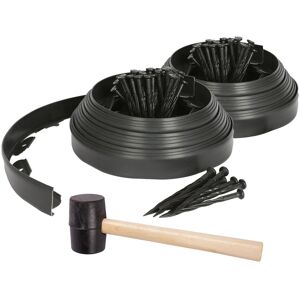 Harbour Housewares 20m Flexible Plastic Lawn Edging Kit with 80 Pegs & Mallet in Black Black Harbour Housewares 20m Flexible Plastic Lawn Edging Kit with 80 Pegs & Mallet in Black Black