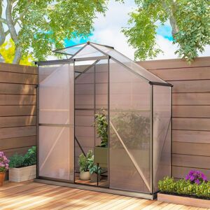 OUTSUNNY 6 x 2.5ft Aluminium Green House Walk-In Polycarbonate Greenhouse in Dark Grey Dark Grey OUTSUNNY 6 x 2.5ft Aluminium Green House Walk-In Polycarbonate Greenhouse in Dark Grey Dark Grey