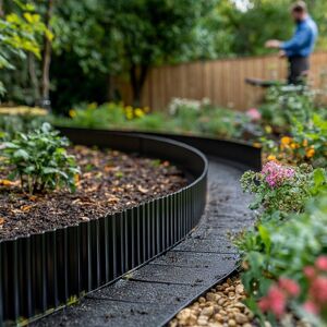 Nicoman Heavy Duty Corrugated Metal Garden Border Edging Roll - 5m in Black Black Nicoman Heavy Duty Corrugated Metal Garden Border Edging Roll - 5m in Black Black