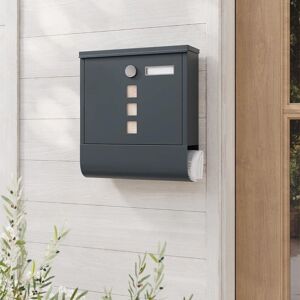 SONGMICS Compact Wall Mounted Post Box with Lock & Lid in Dark Grey Dark Grey SONGMICS Compact Wall Mounted Post Box with Lock & Lid in Dark Grey Dark Grey