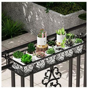 Living and Home 80Cm Hanging Railing Planter Flower Pot Holder Plant Rack in Black Black Living and Home 80Cm Hanging Railing Planter Flower Pot Holder Plant Rack in Black Black