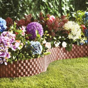 mysmartbuy Flexible Lawn Edging Fence - Faux Rattan Weather Resistant Staked Garden Border Panels - Each Strip H22cm x L60cm in Brown Size: 12 Pack Brown 12 Pack mysmartbuy Flexible Lawn Edging Fence - Faux Rattan Weather Resistant Staked Garden Border Panels - Each Strip H22cm x L60cm in Brown Size: 12 Pack Brown 12 Pack