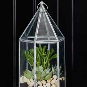 Ivyline Glasshouse Terrarium Galvanised, H36cm x W18cm- Perfect for gifting in Silver Silver Ivyline Glasshouse Terrarium Galvanised, H36cm x W18cm- Perfect for gifting in Silver Silver
