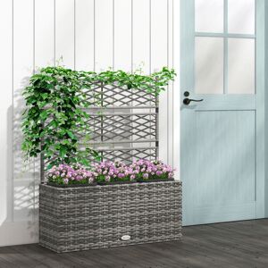 OUTSUNNY Garden PE Rattan Planter with Trellis, Raised Bed, 84x30x107cm, Light Grey Size: 84 x 30 x 107 cm Light Grey 84 x 30 x 107 cm OUTSUNNY Garden PE Rattan Planter with Trellis, Raised Bed, 84x30x107cm, Light Grey Size: 84 x 30 x 107 cm Light Grey 84 x 30 x 107 cm