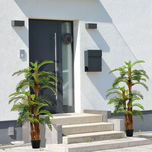 OUTSUNNY 2 Pack Artificial Palm Plant Fake Tree Potted Home Office in Green Green OUTSUNNY 2 Pack Artificial Palm Plant Fake Tree Potted Home Office in Green Green