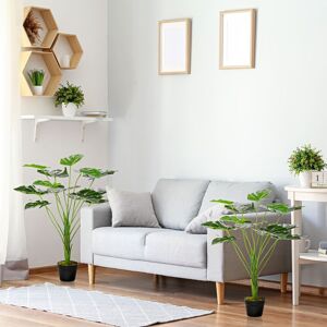 OUTSUNNY 85cm 2 Pack Artificial Monstera Tree Fake Plant in Pot in Green Green OUTSUNNY 85cm 2 Pack Artificial Monstera Tree Fake Plant in Pot in Green Green