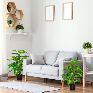 HOMCOM 2 PCs Artificial Evergreen Tree Fake Plant in Pot Indoor Outdoor in Green Green HOMCOM 2 PCs Artificial Evergreen Tree Fake Plant in Pot Indoor Outdoor in Green Green