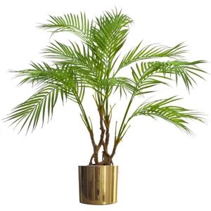 Leaf 90cm Artificial Areca Palm Plant Realistic Detail Trunk with Gold Metal Planter in Green Green Leaf 90cm Artificial Areca Palm Plant Realistic Detail Trunk with Gold Metal Planter in Green Green