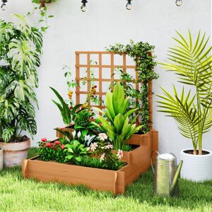 Outsunny Wooden Garden Planters - 3 Tier with Trellis Outsunny Wooden Garden Planters - 3 Tier with Trellis