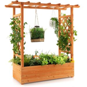 Costway Raised Garden Bed Planter Box w/ Side & Top Trellis for Vine Climbing Plants in Orange Orange Costway Raised Garden Bed Planter Box w/ Side & Top Trellis for Vine Climbing Plants in Orange Orange