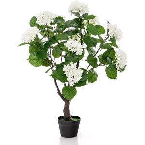 Costway 105cm Artificial Hydrangea Tree Fake Floral Potted Plant with 11 White Flowers Multicolor Costway 105cm Artificial Hydrangea Tree Fake Floral Potted Plant with 11 White Flowers Multicolor
