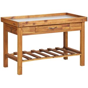 Berkfield Home Garden Work Bench with Zinc Top Solid Acacia Wood in Brown Brown Berkfield Home Garden Work Bench with Zinc Top Solid Acacia Wood in Brown Brown