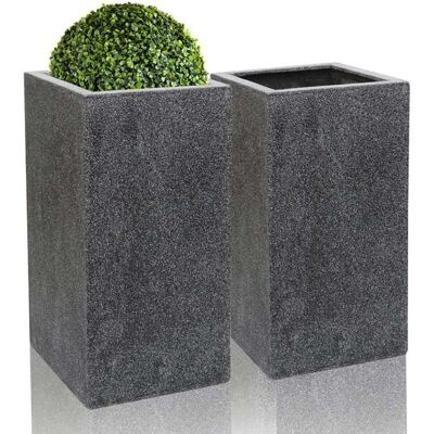 Primrose Set of 2 Poly-Terrazzo Black Tall Cube Outdoor Planters 79cm in Grey Grey Primrose Set of 2 Poly-Terrazzo Black Tall Cube Outdoor Planters 79cm in Grey Grey