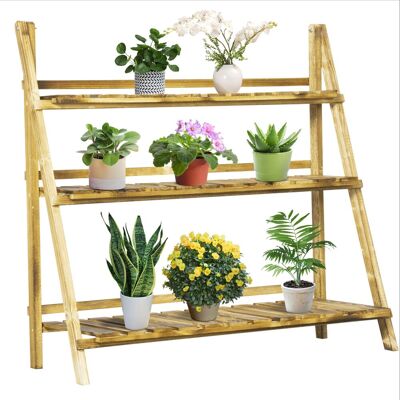 OUTSUNNY Wooden Flower Pot Rack Holder Fold Storage Shelf Stand in Brown Size: Medium Brown M OUTSUNNY Wooden Flower Pot Rack Holder Fold Storage Shelf Stand in Brown Size: Medium Brown M