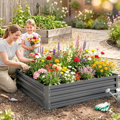 Outsunny Garden Bed - Raised Metal Planter for Flowers and Vegetables Outsunny Garden Bed - Raised Metal Planter for Flowers and Vegetables